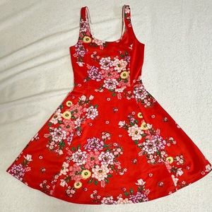 Floral Orange Red Summer Dress | Divided | Size 4